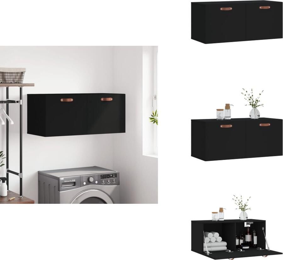 VidaXL Wandkast Wandkasten Kast Bijzetkast Wandkast 80x36 5x35 cm bewerkt hout zwart
