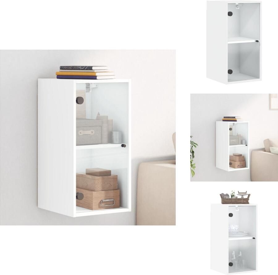VidaXL Wandkast Wandkasten Kast Bijzetkast Wandkast met glazen deuren 35x37x68 5 cm wit