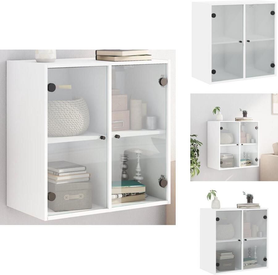 VidaXL Wandkast Wandkasten Kast Bijzetkast Wandkast met glazen deuren 68x37x68 5 cm wit