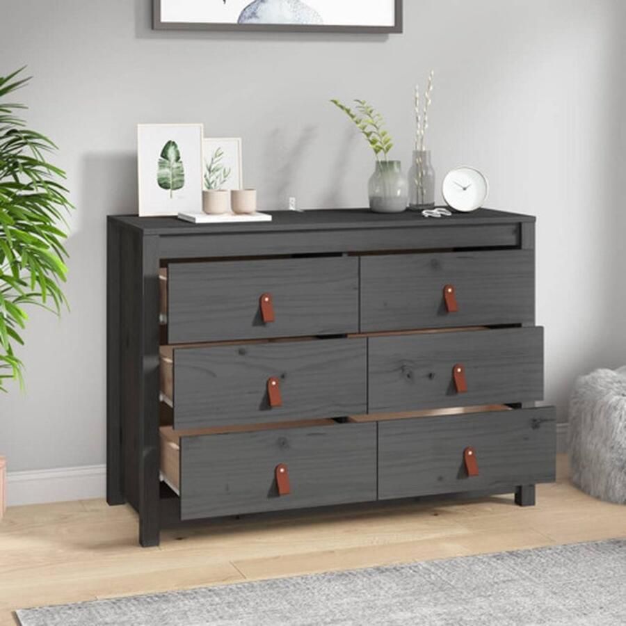 VidaXL Wandkast Wandkasten Kast Buffetkast Dressoir 100x40x72 cm massief grenenhout grijs