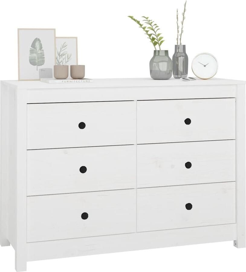 VidaXL Wandkast Wandkasten Kast Buffetkast Dressoir 100x40x72 cm massief grenenhout wit