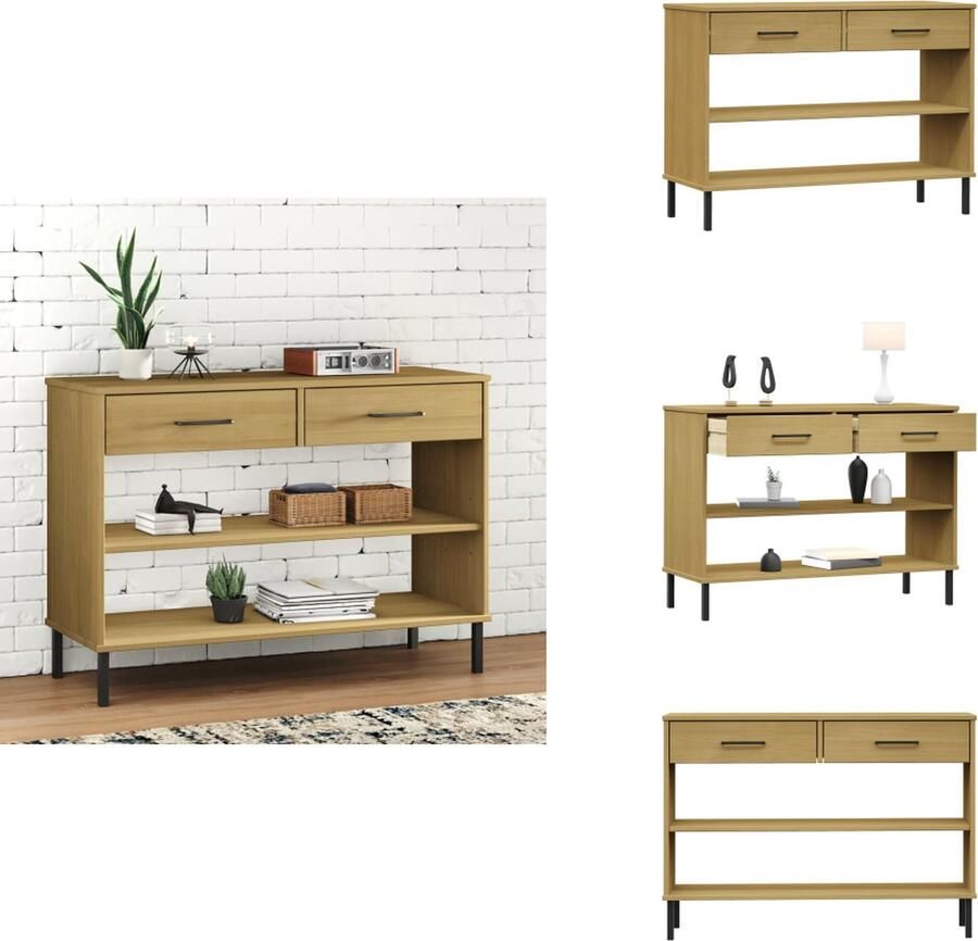 VidaXL Wandkast Wandkasten Kast Kasten Wandkast met metalen poten OSLO massief grenenhout bruin