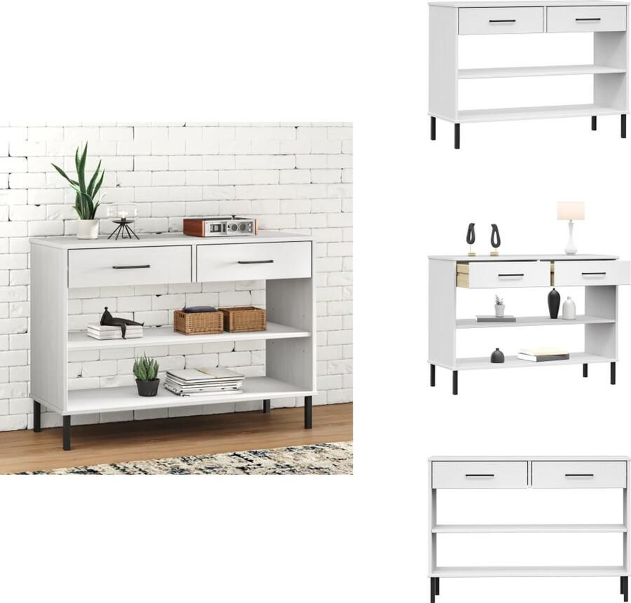 VidaXL Wandkast Wandkasten Kast Kasten Wandkast met metalen poten OSLO massief grenenhout wit