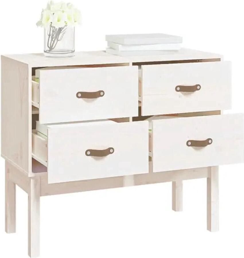 VidaXL Wandkast Wandkasten Kast Zijkast Wandkast 90x40x78 cm massief grenenhout wit