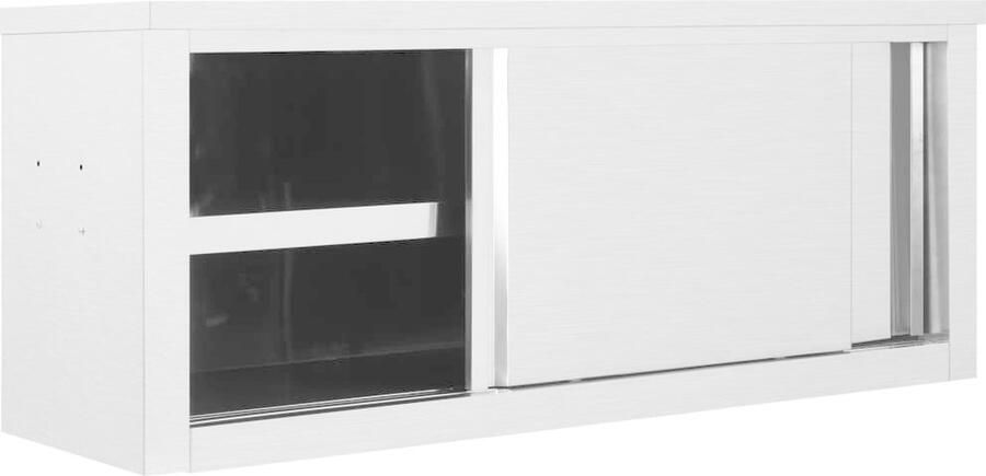 VidaXL Keukenwandkast met schuifdeuren 120x40x50 cm roestvrij staal Wandkast Wandkasten Muurkast Muurkasten - Foto 3