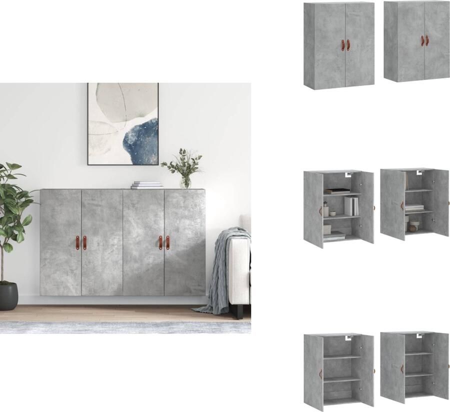 VidaXL Wandkast Wandkasten Opbergkast Keukenkast -Hangkasten-2-st-69-5x34x90-cm-betongrijs
