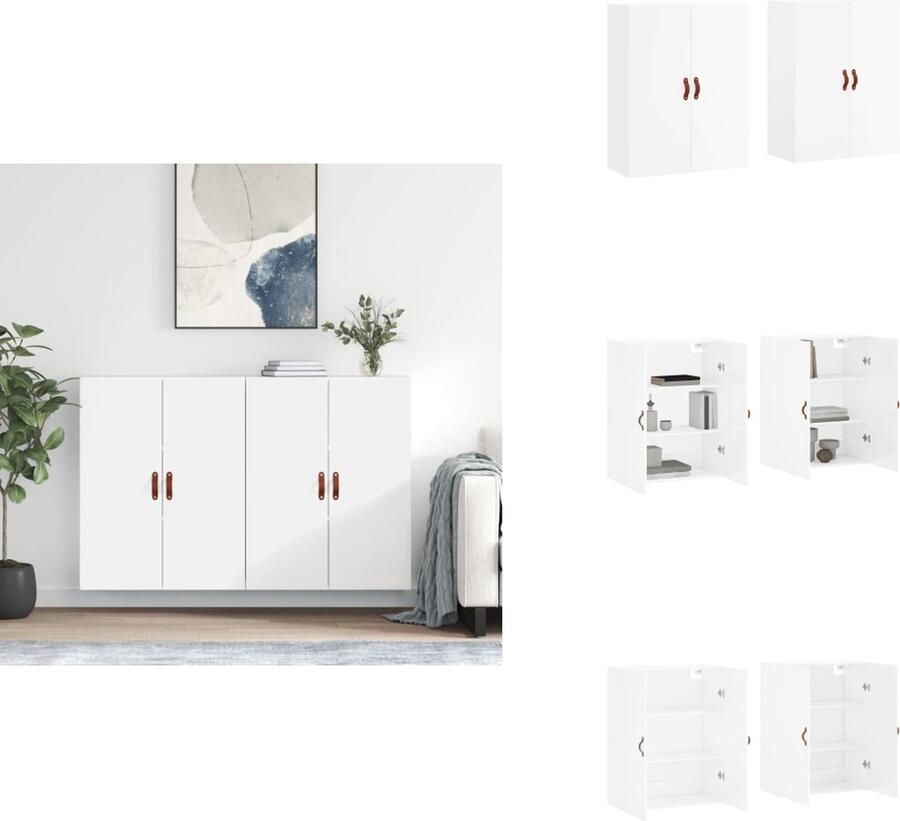 VidaXL Wandkast Wandkasten Opbergkast Keukenkast Hangkasten 2 st 69-5x34x90 cm hoogglans wit