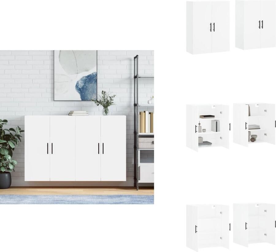 VidaXL Wandkast Wandkasten Opbergkast Keukenkast -Hangkasten-2-st-69-5x34x90-cm-wit