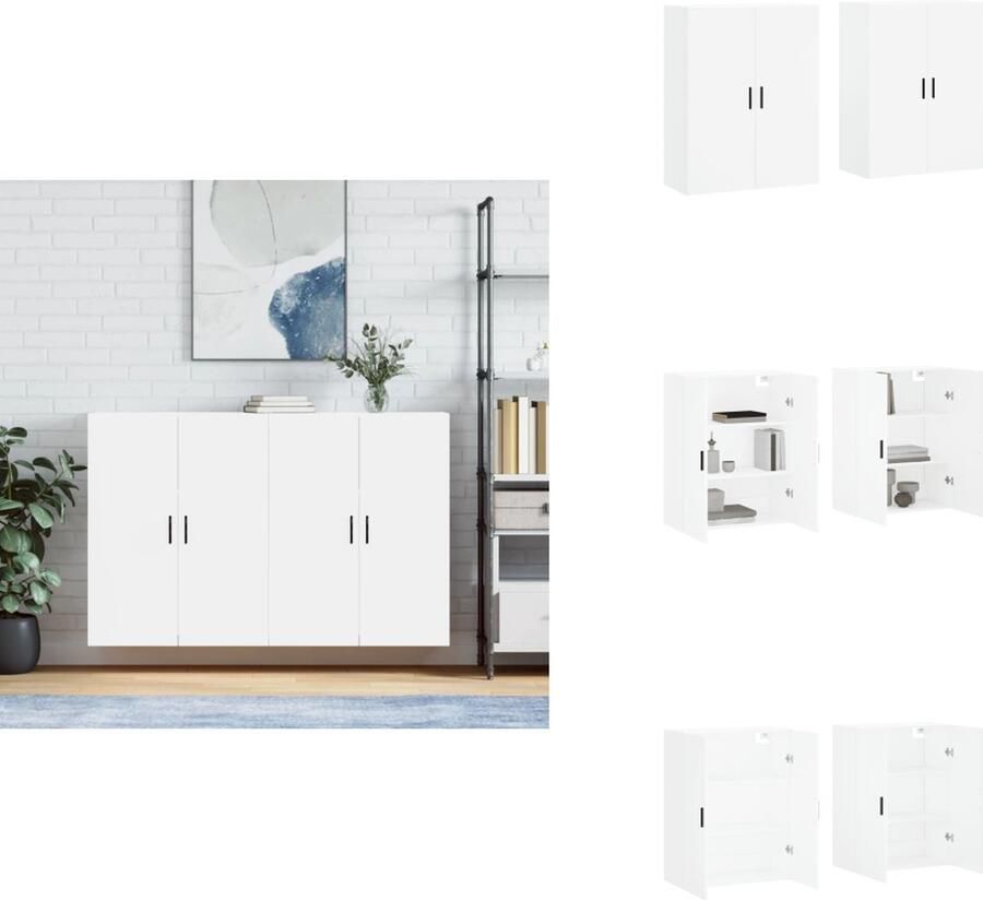 VidaXL Wandkast Wandkasten Opbergkast Keukenkast Hangkasten 2 st 69-5x34x90 cm wit