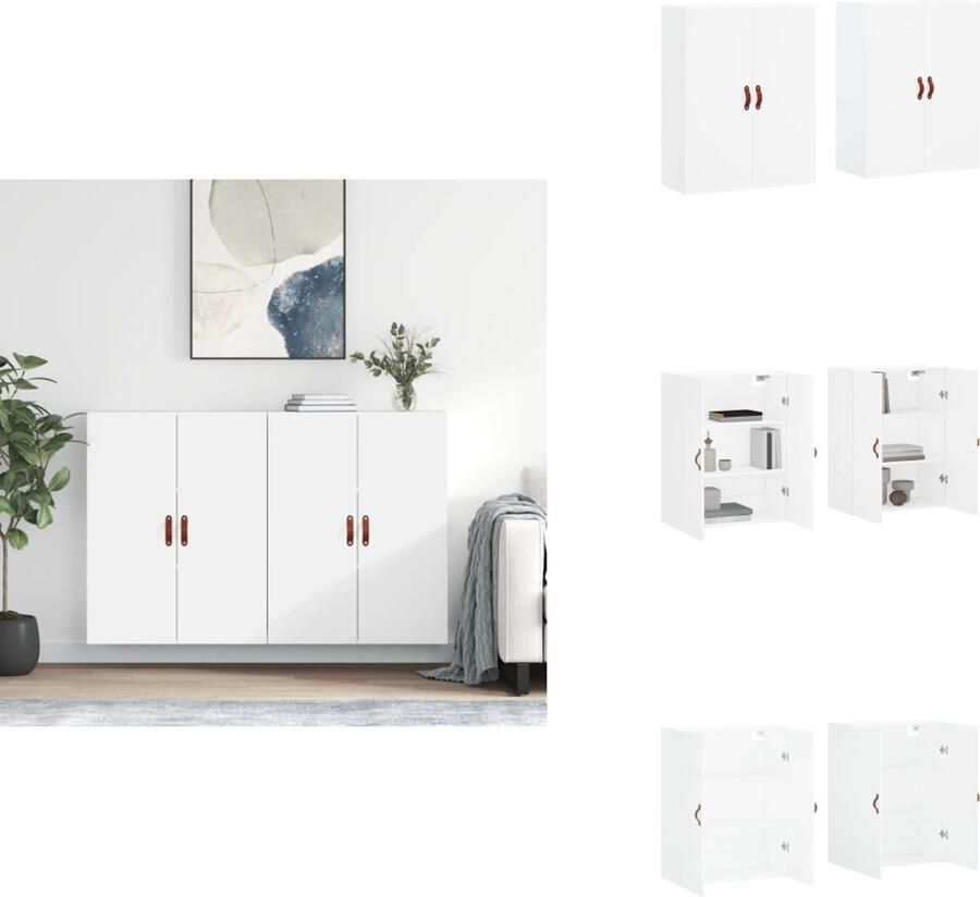 VidaXL Wandkast Wandkasten Opbergkast Keukenkast Hangkasten 2 st 69-5x34x90 cm wit