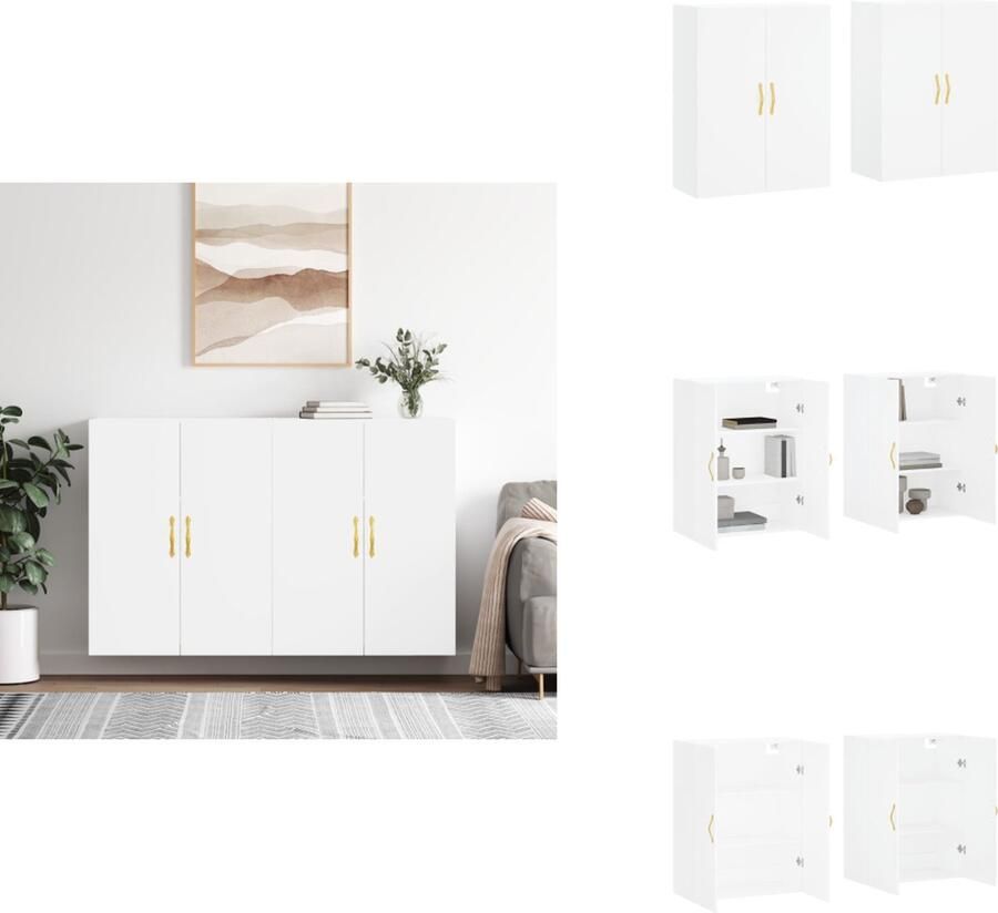 VidaXL Wandkast Wandkasten Opbergkast Keukenkast Hangkasten 2 st 69 5x34x90 cm wit