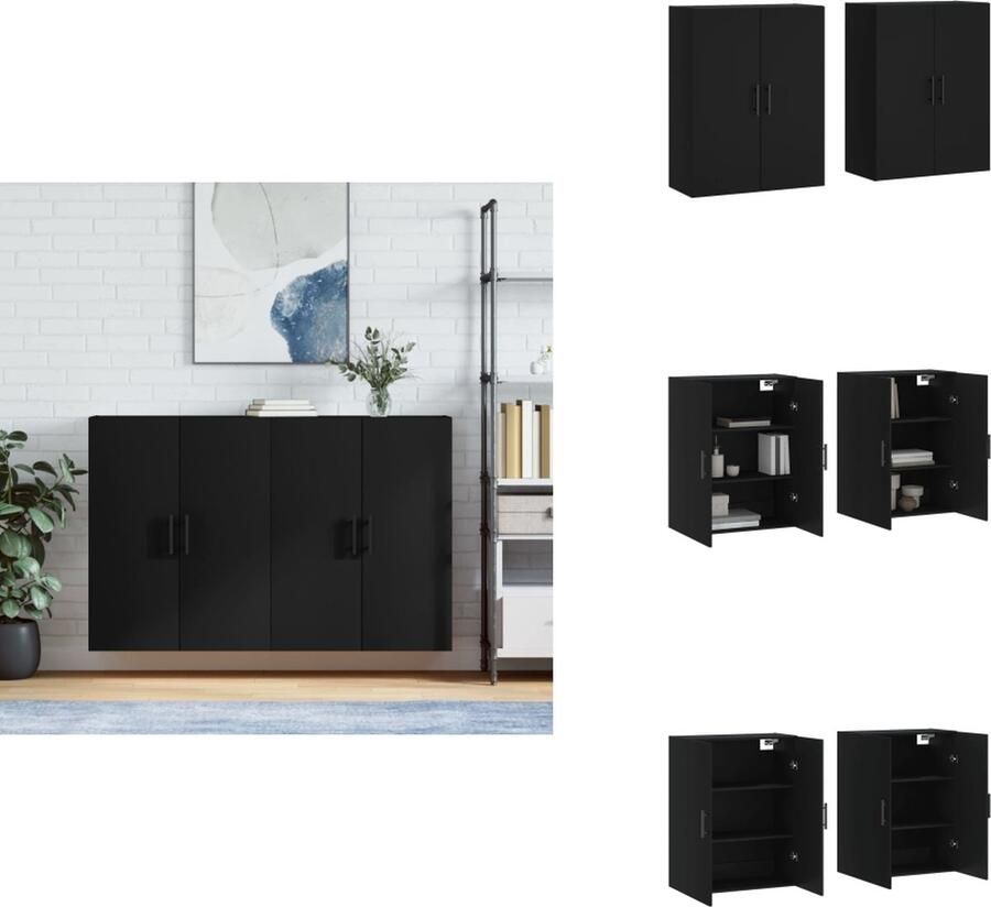 VidaXL Wandkast Wandkasten Opbergkast Keukenkast -Hangkasten-2-st-69-5x34x90-cm-zwart