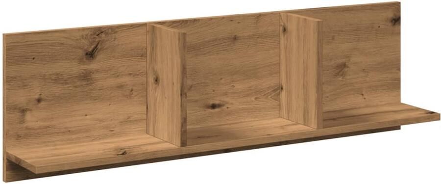 The Living Store Wandkast 100x16 5x30 cm bewerkt hout artisanaal eikenkleurig Wandkast Houten Kast Opslagoplossing Zwevende Kast Eiken Kleurtje