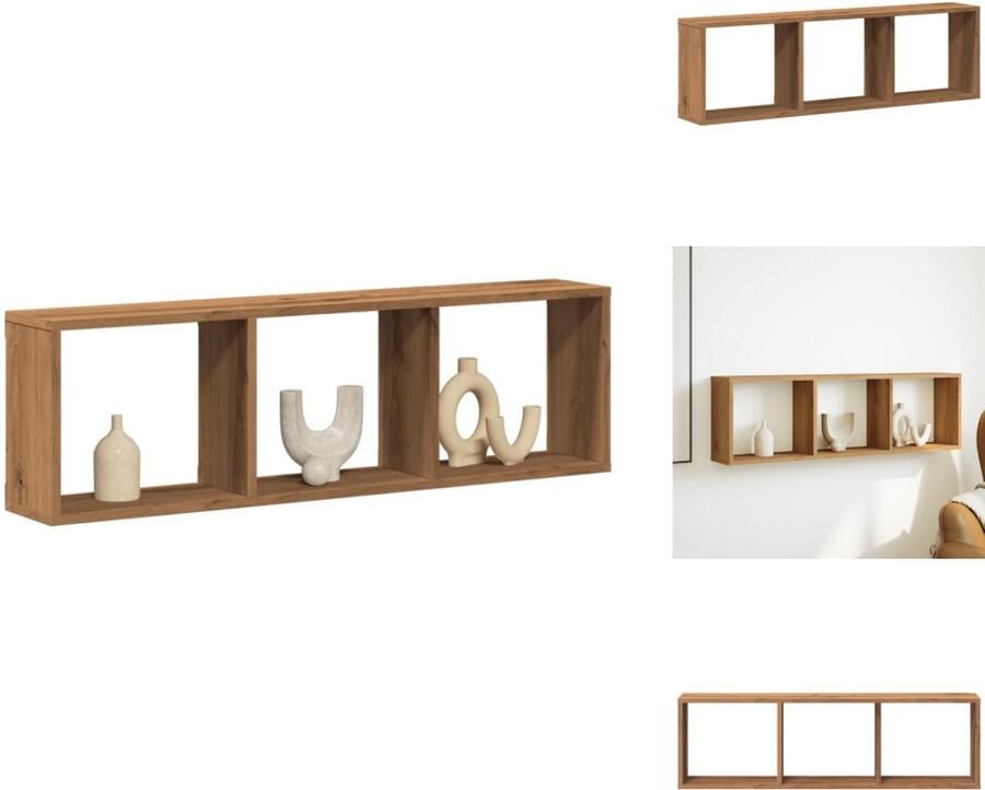 VidaXL Wandkast Wandkasten Opbergkast Keukenkast Wandkast 100x16x30 cm bewerkt hout artinsanaal eikenkleurig