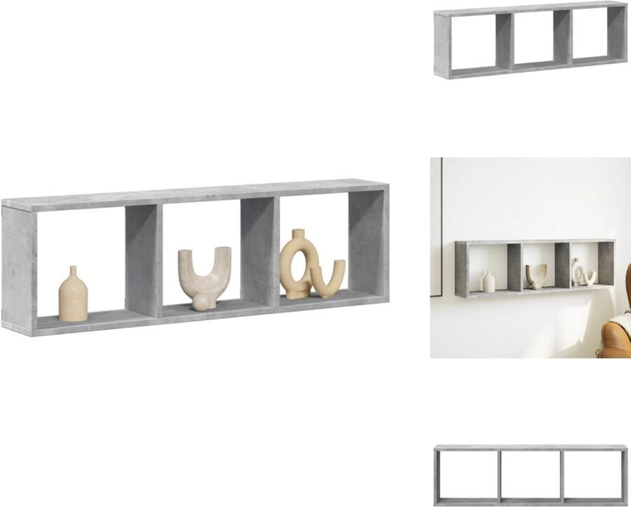 VidaXL Wandkast 100x16x30 cm bewerkt hout betongrijs