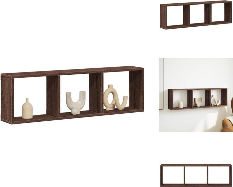 VidaXL Wandkast 100x16x30 cm bewerkt hout bruin eikenkleur