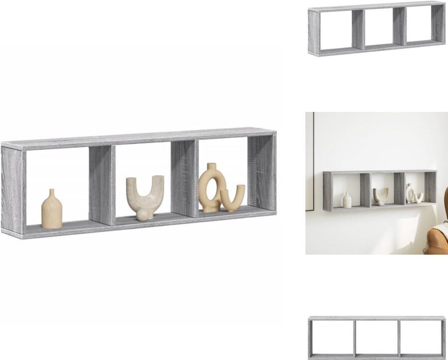 VidaXL Wandkast Wandkasten Opbergkast Keukenkast Wandkast 100x16x30 cm bewerkt hout grijs sonoma eikenkleurig