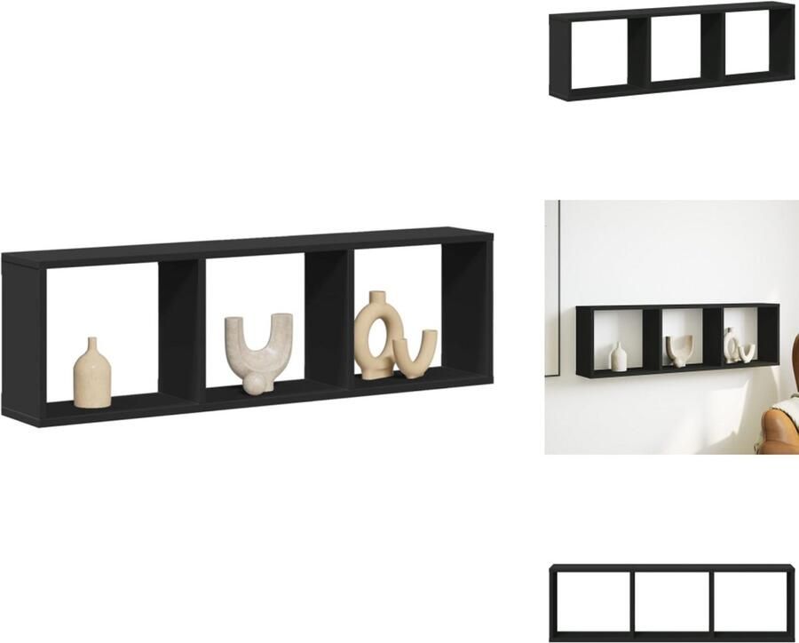 VidaXL Wandkast Wandkasten Opbergkast Keukenkast Wandkast 100x16x30 cm bewerkt hout zwart