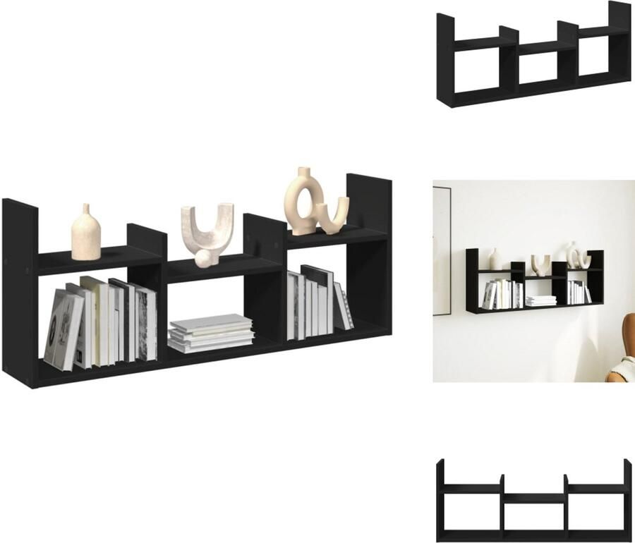 VidaXL Wandkast Wandkasten Opbergkast Keukenkast Wandkast 100x18x40 cm bewerkt hout zwart