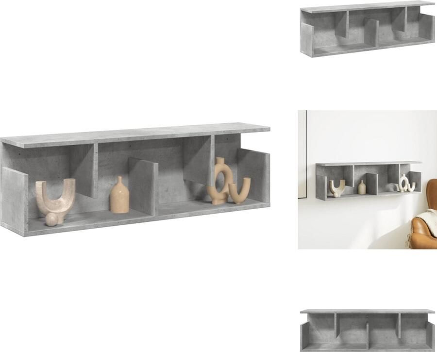 VidaXL Wandkast Wandkasten Opbergkast Keukenkast Wandkast 100x20x30 cm bewerkt hout betongrijs