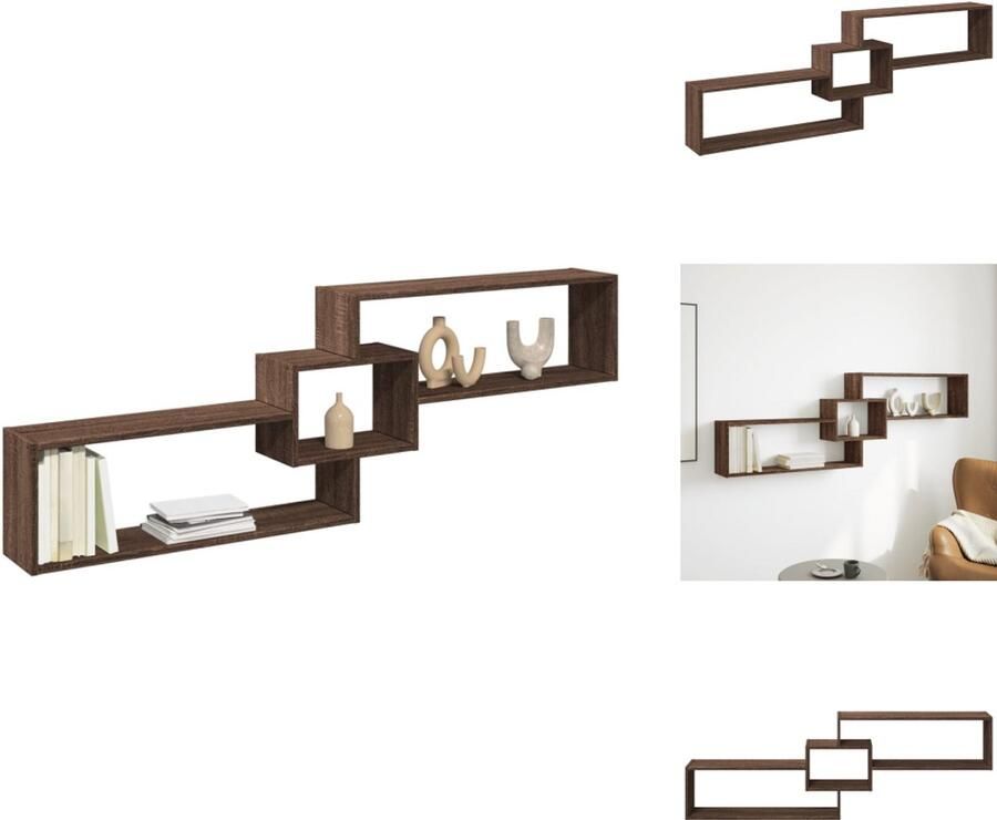 VidaXL Wandkast Wandkasten Opbergkast Keukenkast Wandkast 158x18x53 cm bewerkt hout bruin eikenkleur