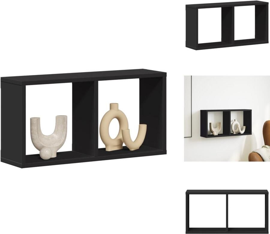 VidaXL Wandkast Wandkasten Opbergkast Keukenkast Wandkast 60x16x30 cm bewerkt hout zwart