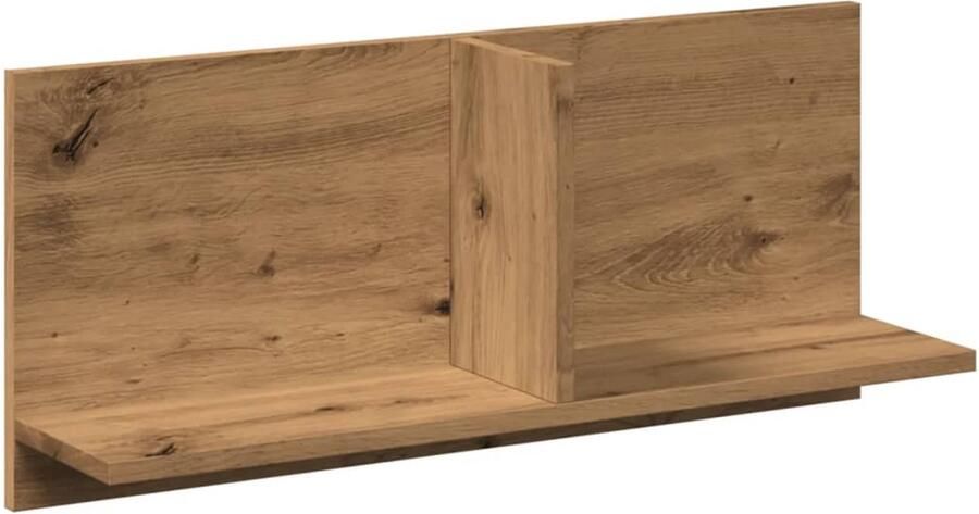 The Living Store Wandkast 70x16 5x30 cm bewerkt hout artinsanaal eikenkleurig Wandkast Houten Kast Opslagoplossing Zwevende Kast Designkast