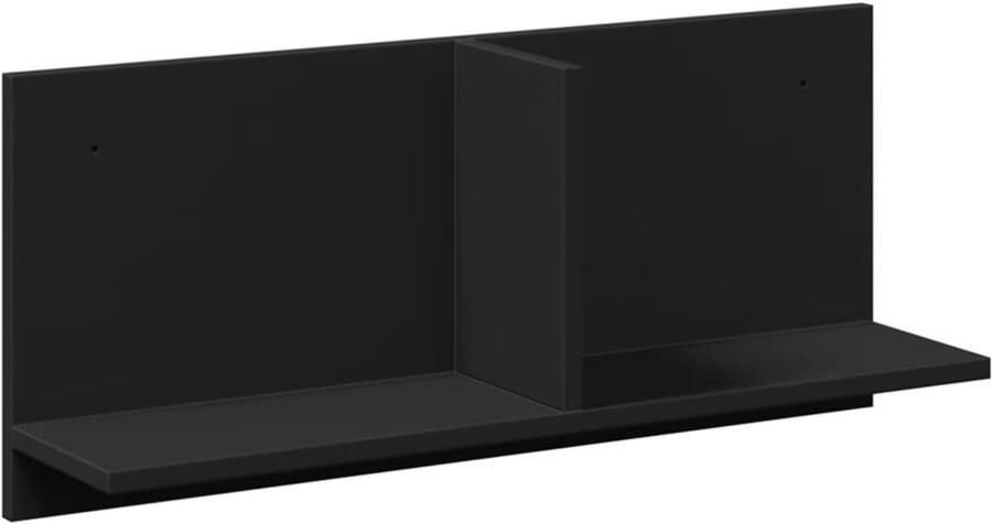 The Living Store Wandkast 70x16 5x30 cm bewerkt hout zwart Wandkast Houten Kast Zwarte Kast Opslagoplossing Minimalistisch Design