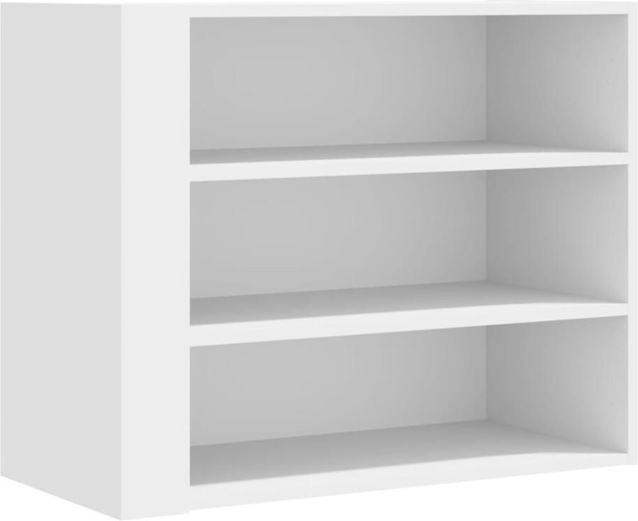 The Living Store Wandkast 75x35x60 cm bewerkt hout wit Wandkast Houten Kast Witte Kast Opslagoplossing Badkamermeubel