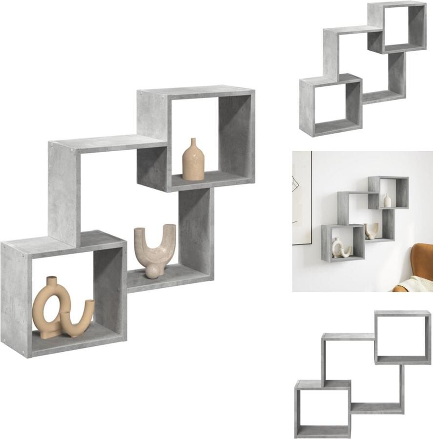 VidaXL Wandkast 78x18x71 cm bewerkt hout betongrijs - Foto 3