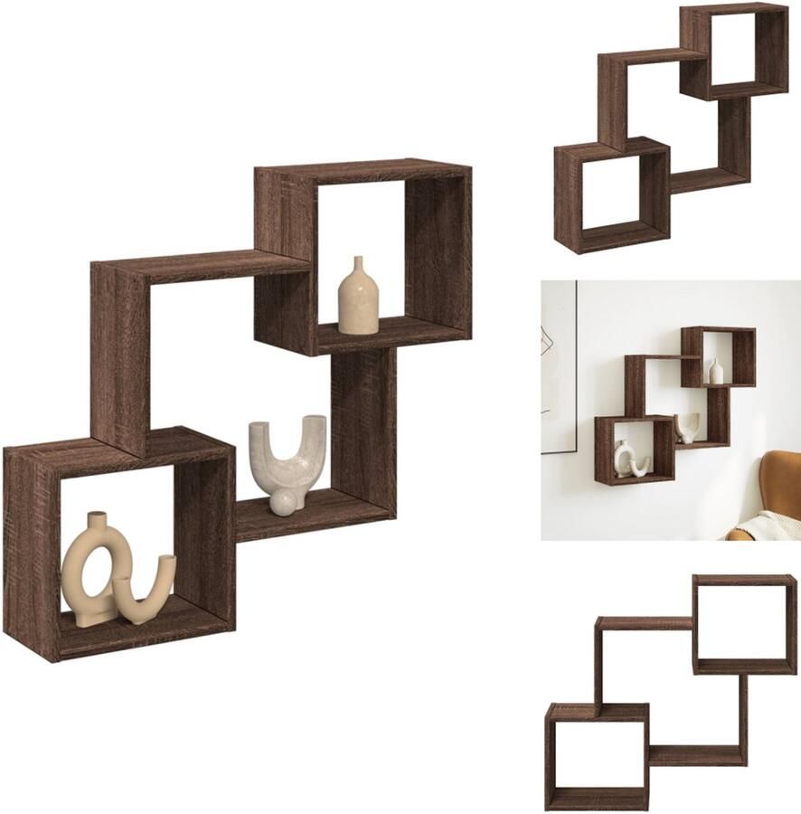 VidaXL Wandkast Wandkasten Opbergkast Keukenkast Wandkast 78x18x71 cm bewerkt hout bruin eikenkleur