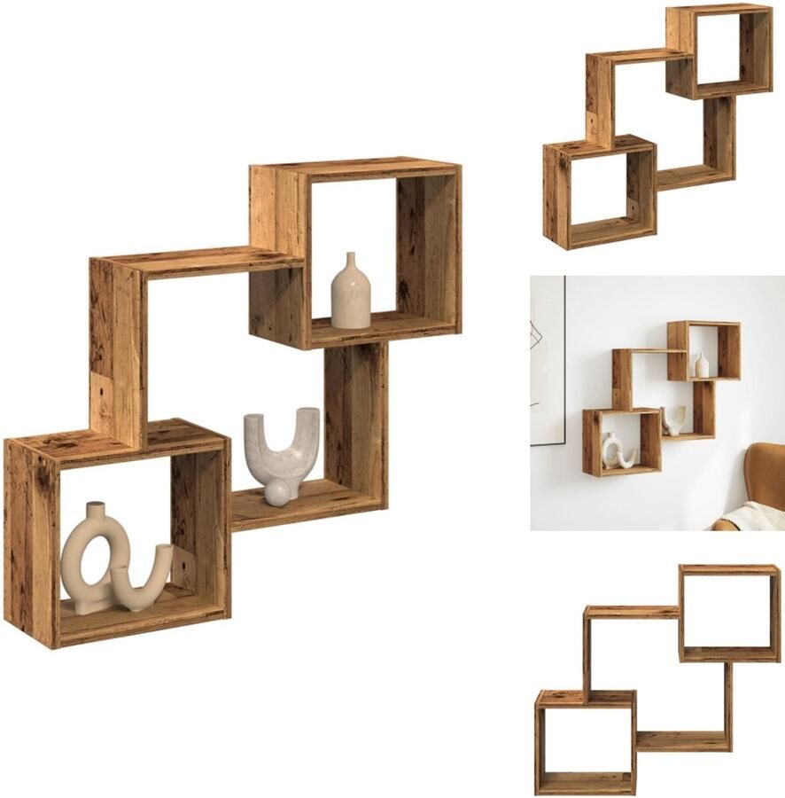 VidaXL Wandkast 78x18x71 cm bewerkt hout oud houtkleurig - Foto 2