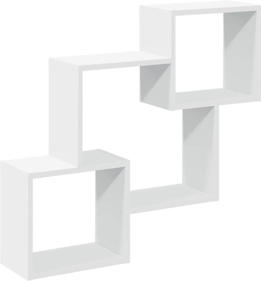 The Living Store Wandkast 78x18x71 cm bewerkt hout wit Wandkast Houten Kast Opbergkast Zwevende Kast Wit Meubilair