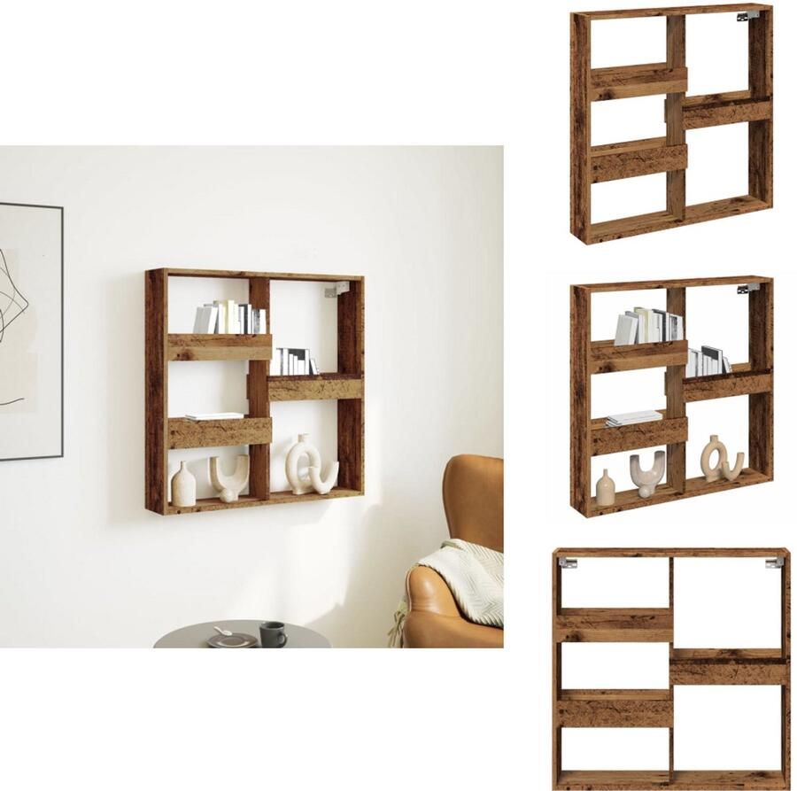 VidaXL Wandkast Wandkasten Opbergkast Keukenkast Wandkast 80x15x80 cm bewerkt hout oud houtkleurig