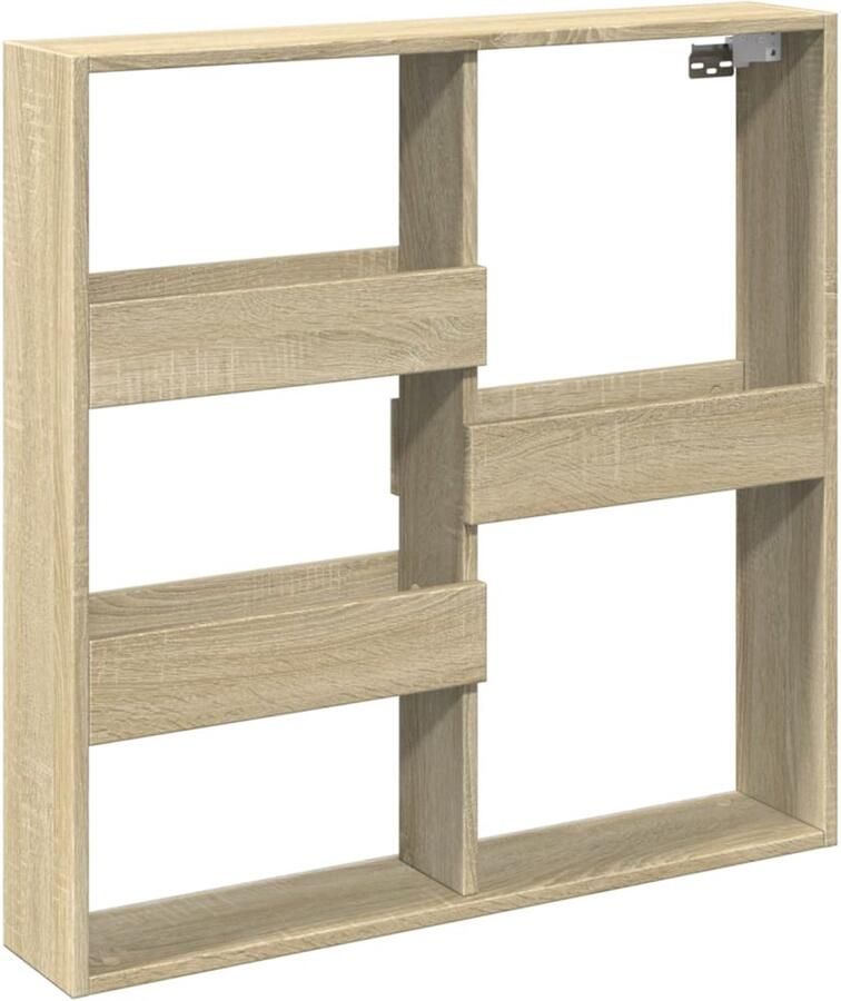 The Living Store Wandkast 80x15x80 cm bewerkt hout sonoma eikenkleurig Wandkast Houten Kast Opslagkast Sonoma Eiken Zwevende Kast