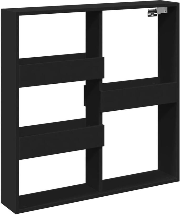 The Living Store Wandkast 80x15x80 cm bewerkt hout zwart Wandkast Zwarte Wandkast Houten Wandkast Zwevende Kast Opbergkast