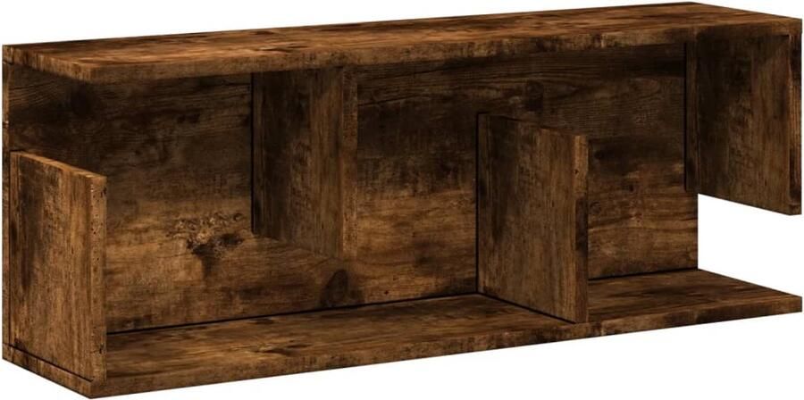 The Living Store Wandkast 80x20x30 cm bewerkt hout gerookt eikenkleurig Wandkast Houten Kast Bergruimte Opbergoplossing Zwevende Kast