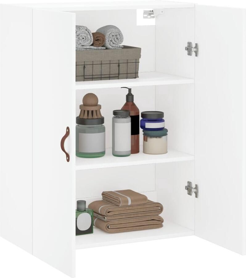 VidaXL Wandkast Wit 69 5x34x90 cm Bewerkte Hout Wandkast Opbergkast Houten Kast Witte Kast Design Kast