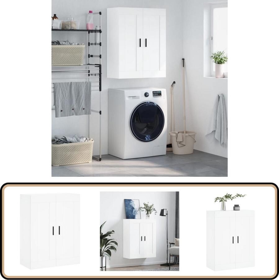 VidaXL Wandkast Wit 69 5x34x90 cm Wandkast Opbergkast Houten Kast Keukenopstelling Badkamermeubilair