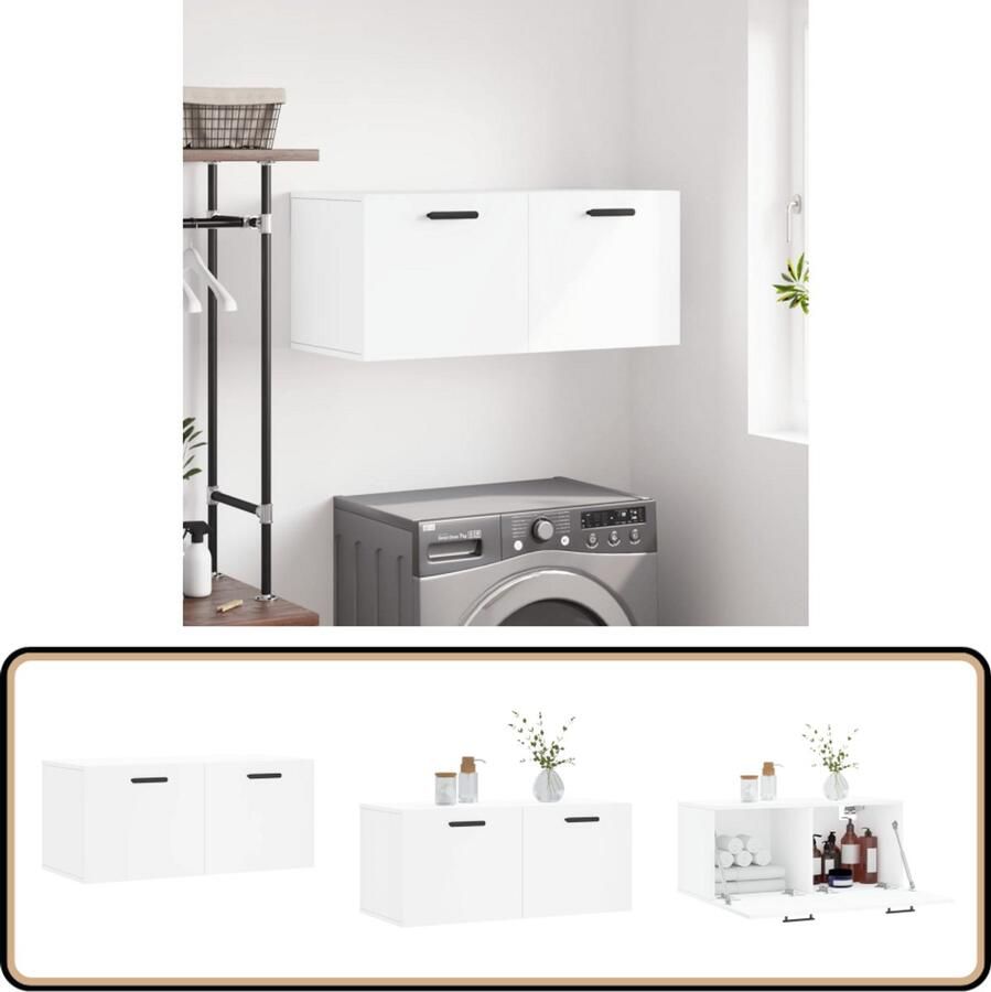 VidaXL Wandkast Wit Bewerkte Hout 80x36 5x35 cm Zwevende Wandkast Wit Houten Wandkast Opbergkast Kasten Voor De Muur Kleine Wandkast
