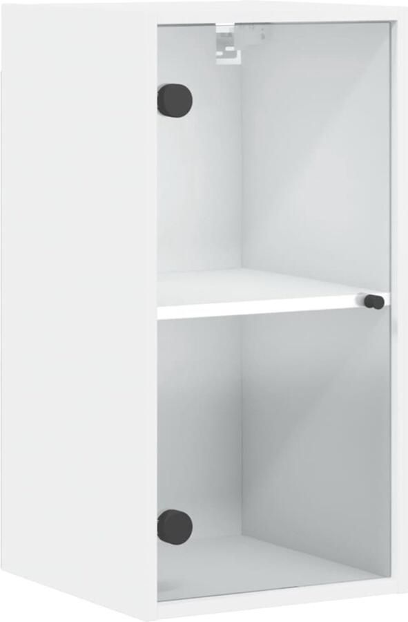 The Living Store Wandkast met glazen deuren 35x37x68 5 cm wit Wandkast Houten Kast Vitrinekast Opbergkast Keukenopstelling - Foto 2