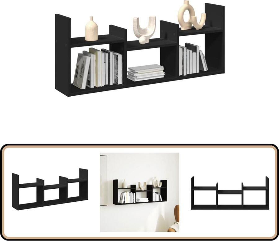 VidaXL Wandkast Zwart 100x18x40 cm Bewerkt Hout Wandkast Houten Kast Zwarte Kast Opbergkast Minimalistische Kast