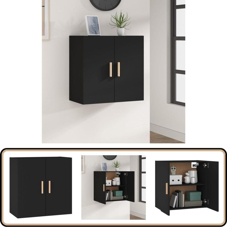 VidaXL Wandkast Zwart 60x30x60 cm Bewerkt Hout Zwevende Wandkast Zwarte Wandkast Scandinavische Wandkast Houten Wandkast Opbergkast