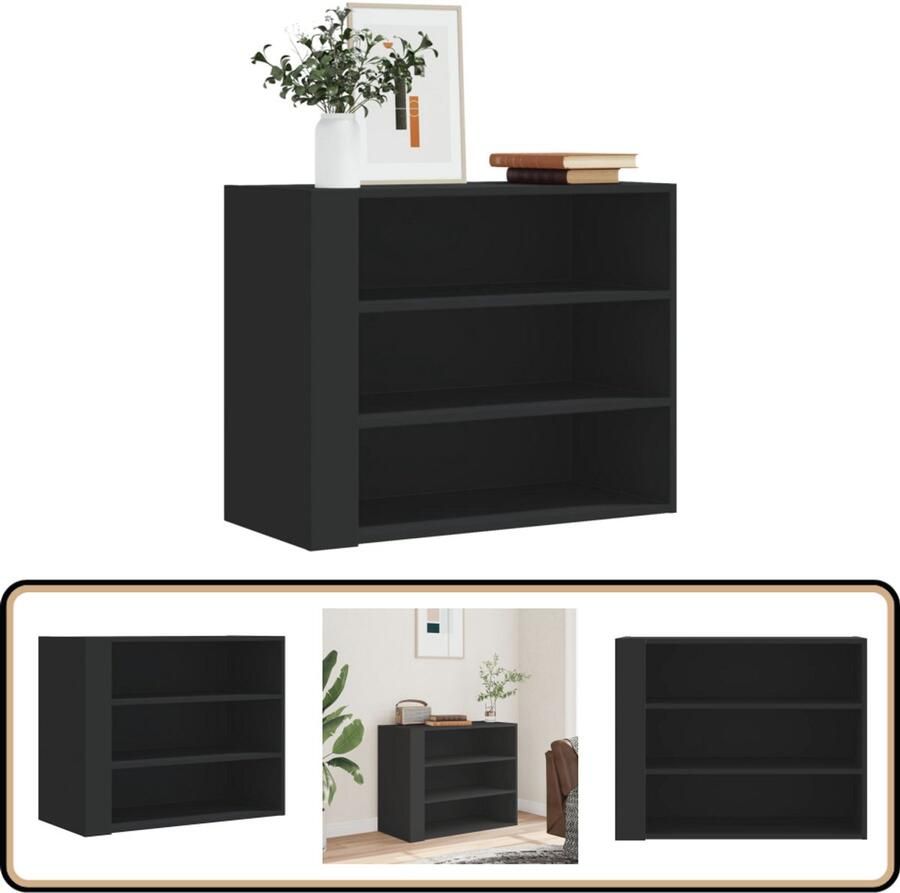 VidaXL Wandkast 75x35x60 cm bewerkt hout zwart