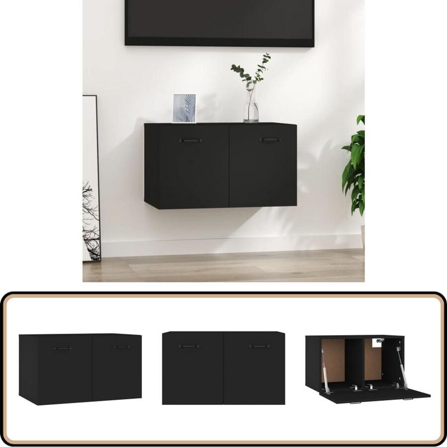 VidaXL Wandkast Zwart Bewerkte Hout 60x36 5x35 cm Zwevende Kast Wandkast Houten Kast Zwarte Kast Opbergkast Livingroom Furniture Bedroom Furniture Hallway Furniture