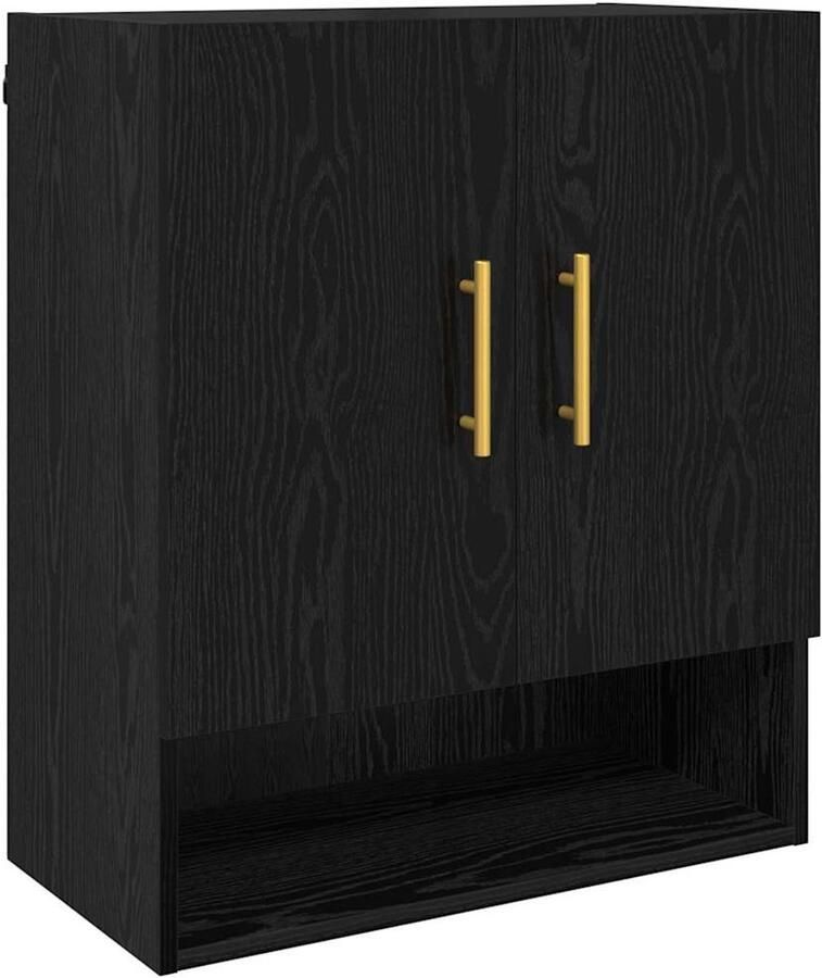 VidaXL Wandkast Zwart eiken 60 x 31 x 70 cm Bewerkt hout