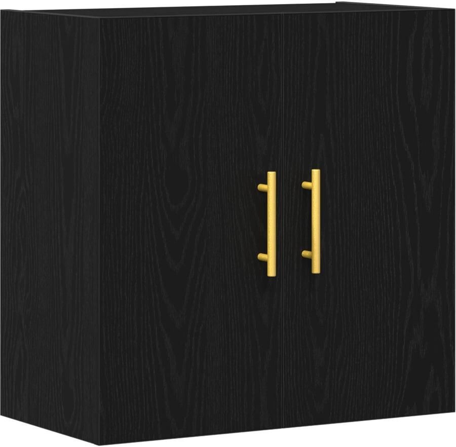 VidaXL Wandkast Zwart eiken Bewerkt hout metalen handgrepen Middelgroot