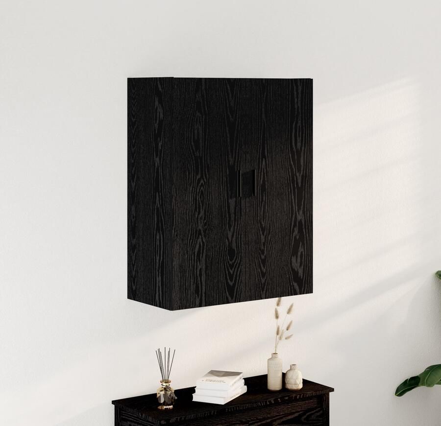 VidaXL Wandkast Zwart eiken Bewerkt hout Middelgroot Opslag