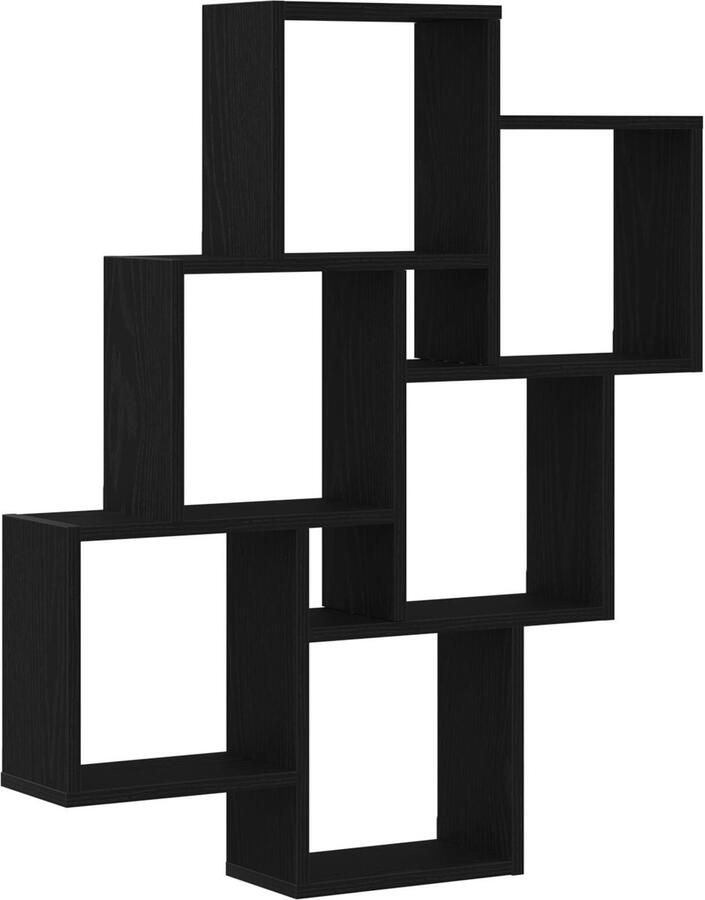 VidaXL Wandplank met plank Zwart eiken 78 x 15 x 92 cm Bewerkt hout - Foto 3