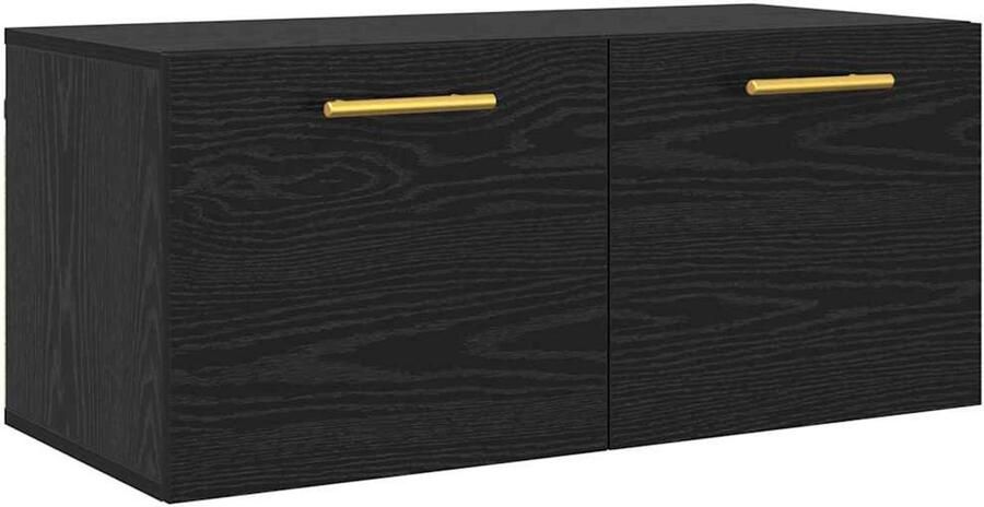 VidaXL Wandkast Zwart eiken 80 x 36.5 x 35 cm Bewerkt hout